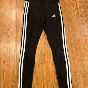 Adidas Kids Black Leggings with White Stripes